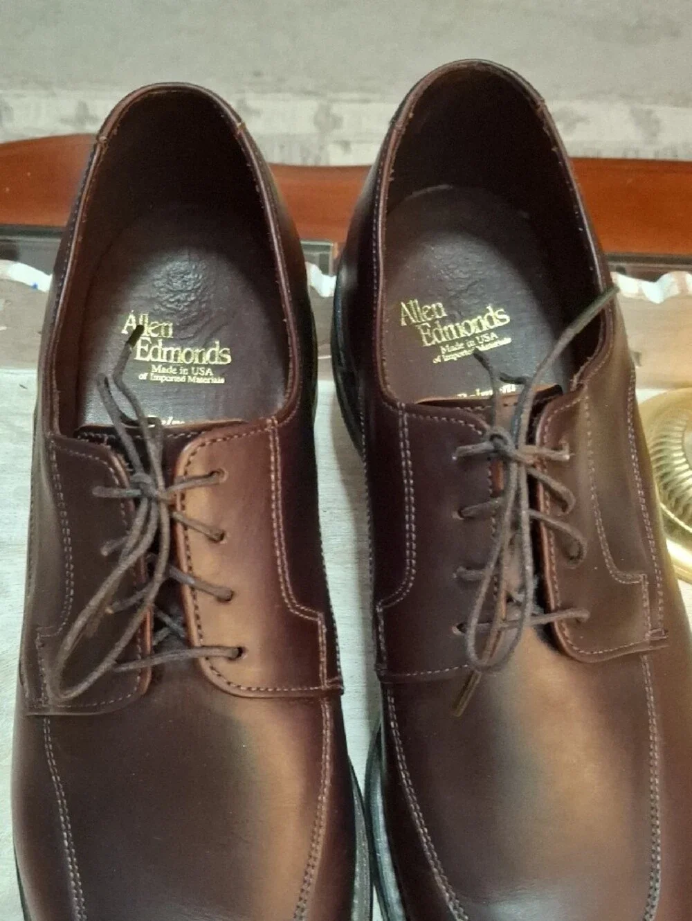 Allen Edmonds Dark Brown Leather Belmont Lace Up Derby Shoes Size 10